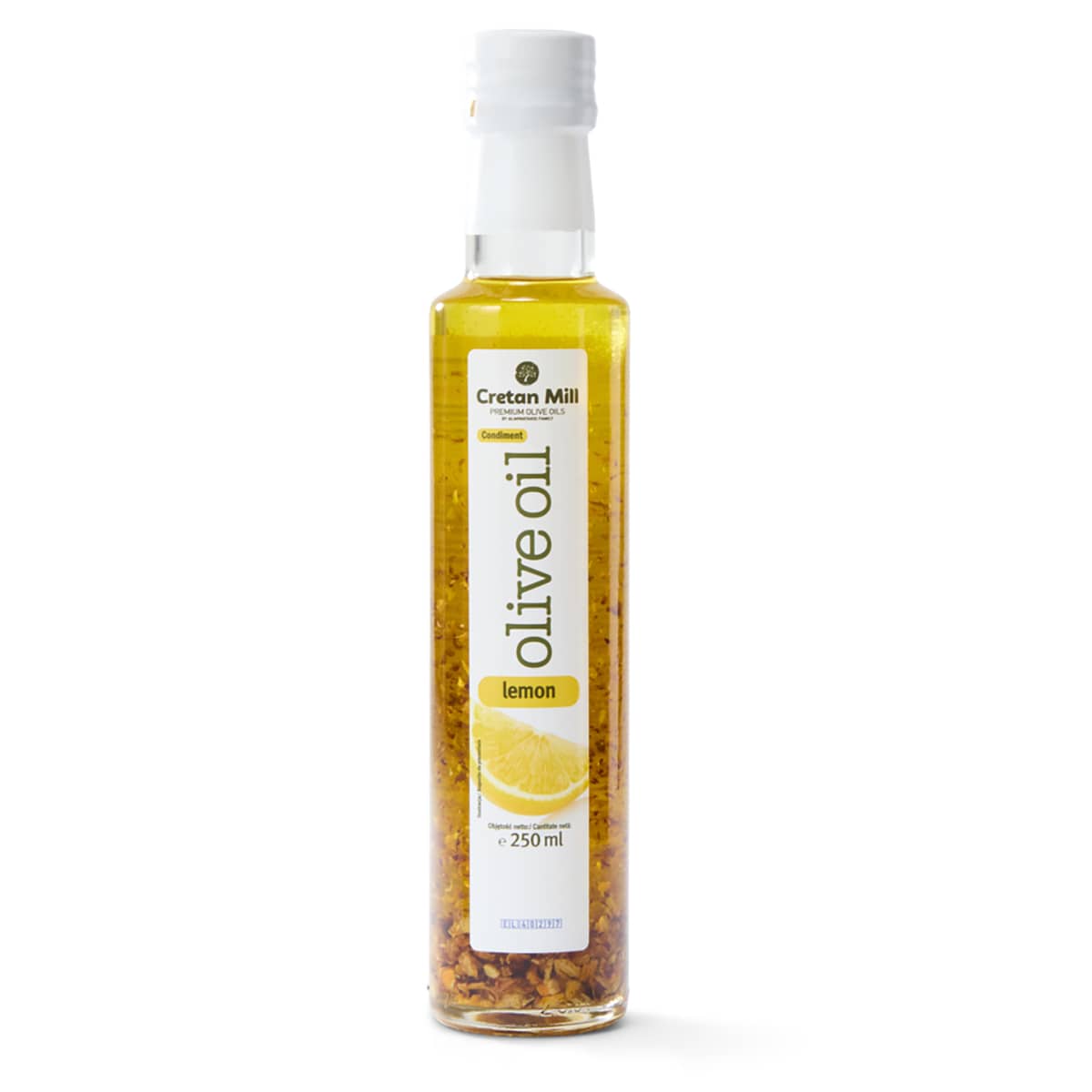 extra jungfruolja med citron på glasflaska